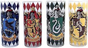 img 4 attached to Multicolored 10-Ounce Tumbler Set: Silver Buffalo Harry Potter Hogwarts House Crests - Pack of 4