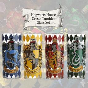 img 3 attached to Multicolored 10-Ounce Tumbler Set: Silver Buffalo Harry Potter Hogwarts House Crests - Pack of 4