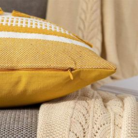 img 1 attached to Lahome Boho Striped Throw Pillow Cover: Mustard Yellow Farmhouse Tribal Decor for Modern Home Décor