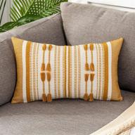 lahome boho striped throw pillow cover: mustard yellow farmhouse tribal decor for modern home décor логотип