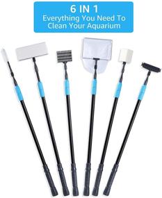 img 3 attached to 6 in 1 AquaMiracle Aquarium Cleaning Tool Kit for 20-160 Gallon Tank with Telescopic Long Handle, Algae Scraper, Scrubber Pads, Tube Cleaner, Fish Net, and Gravel Rake