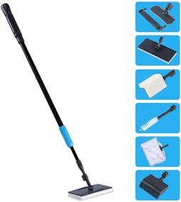 img 4 attached to 6 in 1 AquaMiracle Aquarium Cleaning Tool Kit for 20-160 Gallon Tank with Telescopic Long Handle, Algae Scraper, Scrubber Pads, Tube Cleaner, Fish Net, and Gravel Rake