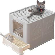 🐱 convenient and foldable suhaco large cat litter box with lid and scoop - easy to clean, enclosed top entry cat toilet for anti-splashing and mess-free experience logo