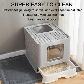 img 1 attached to 🐱 Convenient and Foldable Suhaco Large Cat Litter Box with Lid and Scoop - Easy to Clean, Enclosed Top Entry Cat Toilet for Anti-Splashing and Mess-Free Experience