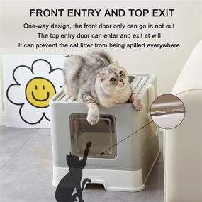 img 2 attached to 🐱 Convenient and Foldable Suhaco Large Cat Litter Box with Lid and Scoop - Easy to Clean, Enclosed Top Entry Cat Toilet for Anti-Splashing and Mess-Free Experience