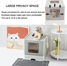 img 3 attached to 🐱 Convenient and Foldable Suhaco Large Cat Litter Box with Lid and Scoop - Easy to Clean, Enclosed Top Entry Cat Toilet for Anti-Splashing and Mess-Free Experience