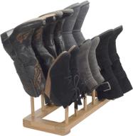 👢 bamboo boot rack: efficient shoe organizer for 6 pairs, ideal for tall knee-high, hiking, riding, rain or work boots in closets, entryways & more logo