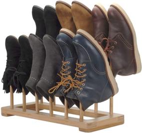 img 3 attached to 👢 Bamboo Boot Rack: Efficient Shoe Organizer for 6 Pairs, Ideal for Tall Knee-High, Hiking, Riding, Rain or Work Boots in Closets, Entryways & More