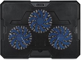 img 2 attached to 🎮 Coolertek Adjustable Height Gaming Laptop Cooling Pad, Ultra-Slim Portable Notebook Cooler Stand with 3 USB Powered Fans, Fits 13-17.3 Inches (Blue)