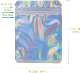 img 3 attached to 🌈 YHJZ 100 Pcs Holographic Bags, 3x4 Inch Resealable Smell Proof Bags for Packaging, Ziplock Pouches for Lip Gloss, Mylar Bags for Party Favor, Food Storage - Improved SEO