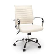 🪑 executive conference chair in ivory, soft ribbed bonded leather - ofm ess collection логотип