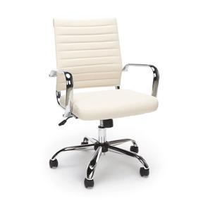 img 4 attached to 🪑 Executive Conference Chair in Ivory, Soft Ribbed Bonded Leather - OFM ESS Collection