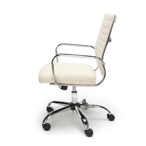 img 1 attached to 🪑 Executive Conference Chair in Ivory, Soft Ribbed Bonded Leather - OFM ESS Collection