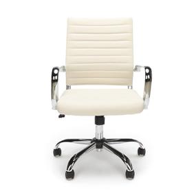 img 2 attached to 🪑 Executive Conference Chair in Ivory, Soft Ribbed Bonded Leather - OFM ESS Collection