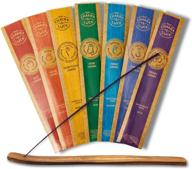 ultra premium natural incense sticks - chakra & luck variety gift pack with 7 chakras, 49 pieces in lotus, jasmine, eucalyptus, rose, lavender, ylang-ylang & cedar scents. includes free wood stick holder. логотип