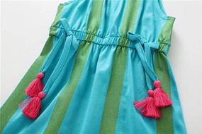 img 2 attached to HILEELANG Girls Summer Beach Dress Halter Neck Sleeveless Casual Tank Outfit Sundress, Sizes 1-12Y