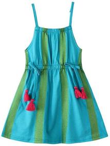 img 4 attached to HILEELANG Girls Summer Beach Dress Halter Neck Sleeveless Casual Tank Outfit Sundress, Sizes 1-12Y