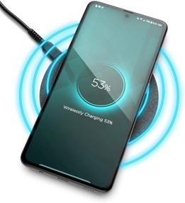 img 4 attached to Wireless Charger Pad for Samsung Models with Encased Design (Quick Charge 3.0) – Galaxy Note 10 Plus / S9 / S10 / S20 Plus / s21 Ultra – Fast Charging Qi Enabled, Non-Slip & Case Compatible – Premium Metal Construction