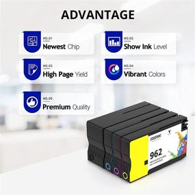 img 3 attached to 🖨️ FASTINK Remanufactured Ink Cartridges Compatible with HP 962XL 962 XL for HP Officejet Pro 9010 9018 9015 9025 9020 9012 9013 9016 9019 Printers, 4-Pack (Black, Magenta, Cyan, Yellow)