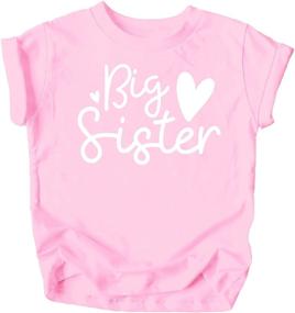 img 2 attached to Cursive Big Sister Hearts Sibling Reveal T-Shirt for Baby and Toddler Girls - Olive Loves Apple Sibling Outfits