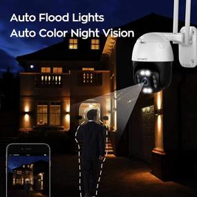 img 2 attached to XMARTO 2K Auto-Tracking Wireless Security Camera with Rotating Lens, WiFi AC Power, 2-Way Audio, Auto Flood Lights, Color Night Vision, Auto Siren, IP66 Weatherproof, SD Card & Cloud Storage (DT3034)