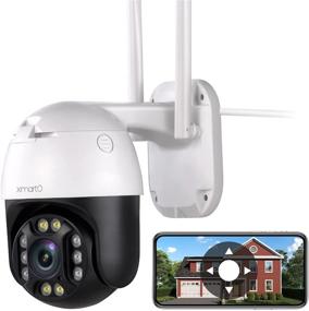 img 4 attached to XMARTO 2K Auto-Tracking Wireless Security Camera with Rotating Lens, WiFi AC Power, 2-Way Audio, Auto Flood Lights, Color Night Vision, Auto Siren, IP66 Weatherproof, SD Card & Cloud Storage (DT3034)