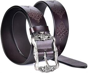 img 2 attached to 🌸 Stylish and Striking Talleffort Vintage Womens Flower Genuine Leather Belts: Needle Buckle Elegance