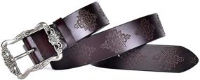 img 1 attached to 🌸 Stylish and Striking Talleffort Vintage Womens Flower Genuine Leather Belts: Needle Buckle Elegance