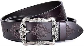 img 4 attached to 🌸 Stylish and Striking Talleffort Vintage Womens Flower Genuine Leather Belts: Needle Buckle Elegance