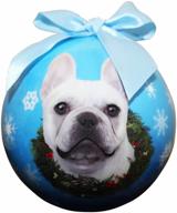 🐾 shatterproof white christmas ornament - french bulldog ball logo