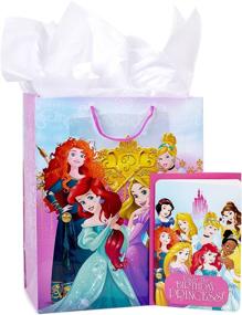 img 4 attached to 🛍️ Сумка Hallmark с принцессами Диснея, размером 13 дюймов, с открыткой на день рождения и бумагой для упаковки
