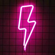 💡 pink lightning shaped neon sign lamp - usb/battery powered led neon light for bedroom living room kids room wedding party christmas - decorative night light wall decor логотип