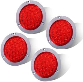 img 4 attached to 🚤 LILoom 4-Pack 4-Inch Round 24-LED Trailer Tail Light - Ultra-Bright Red Brake Stop Tail Turn Signal Lights with Chrome Bezel for Boat Trailer, Camper, Truck, RV - IP67 Waterproof, 12V