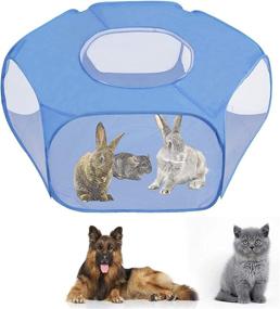 img 4 attached to 🐾 Foldable Breathable Transparent Pet Playpen - Portable Anti Escape Pet Tent Cage Yard Fence for Small Animals, Ideal for Puppy Dogs, Hamster, Kitten, Cats, Chinchillas, Guinea Pig, Rabbits