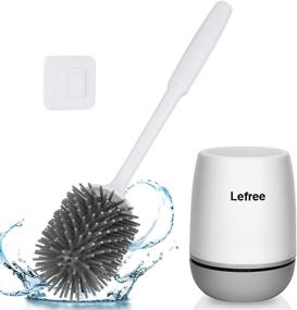 img 4 attached to 🚽 Silicone Toilet Brush with Holder - Lefree Bathroom Bowl Brush Set, Non-Slip Handle, Wall Mount/Floor Stand