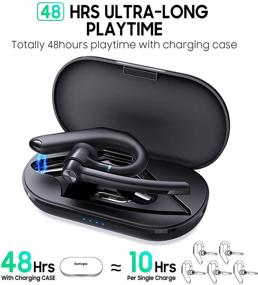 img 3 attached to 🎧 Улучшенный Bluetooth наушники Eumspo V5.0 - 48 часов проигрывания, двойной микрофон для подавления шума, беспроводной гарнитур для рук.