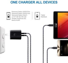 img 3 attached to High-Speed AndHot Type C Charger: Compatible with Samsung S10 S9 S8, Note 10 9 8, LG G8 G7 ThinQ, Google Pixel 4 3a 3 2 XL - Dual USB Car Charger, Wall Charger Block, 2Pack 6FT Fast Charging Cables