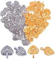 💖 hendevl 100 pieces heart charms pendants metal beads for jewelry making bracelet necklace in antique silver and gold finishes logo