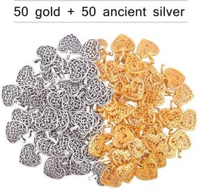 img 3 attached to 💖 Hendevl 100 Pieces Heart Charms Pendants Metal Beads for Jewelry Making Bracelet Necklace in Antique Silver and Gold Finishes