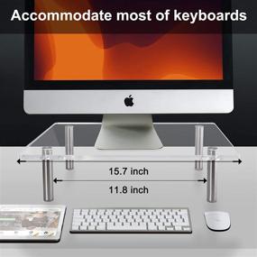 img 1 attached to 🖥️ Enhance your Workspace: Clear Acrylic Monitor Stand and Keyboard Storage for Home, Office, and School with Anti-Slip Silicone Case
