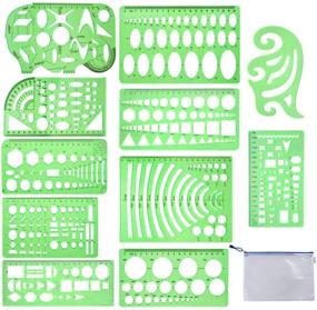 img 4 attached to 📐 QincLing Geometric Drawing Templates: 11-Piece Plastic Measuring Stencils for Engineering, Drafting, and Office Supplies