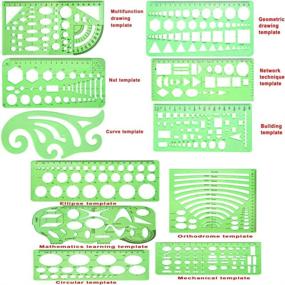 img 3 attached to 📐 QincLing Geometric Drawing Templates: 11-Piece Plastic Measuring Stencils for Engineering, Drafting, and Office Supplies