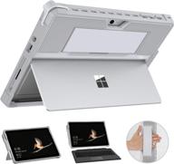 📱 moko case for microsoft surface go 2 - protective rugged cover with pen holder, hand strap, and type cover compatibility - sliver gray логотип