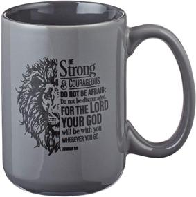 img 3 attached to 🏋️ Gray 14oz Men's Coffee Cup: Be Strong & Courageous with Scripture