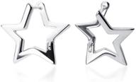 🌟 hypoallergenic minimalist star small hoop earrings 925 sterling silver - fashion jewelry gifts for women, teen girls, best friend, daughter, ideal for wedding earring, cute huggie hoops logo