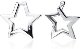 img 4 attached to 🌟 Hypoallergenic Minimalist Star Small Hoop Earrings 925 Sterling Silver - Fashion Jewelry Gifts for Women, Teen Girls, Best Friend, Daughter, Ideal for Wedding Earring, Cute Huggie Hoops