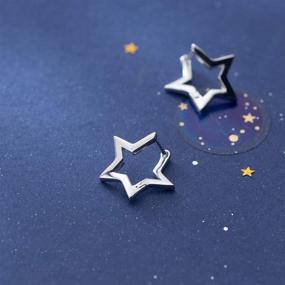 img 1 attached to 🌟 Hypoallergenic Minimalist Star Small Hoop Earrings 925 Sterling Silver - Fashion Jewelry Gifts for Women, Teen Girls, Best Friend, Daughter, Ideal for Wedding Earring, Cute Huggie Hoops