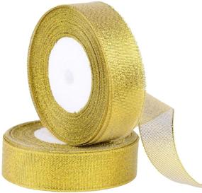 img 2 attached to 🎀 Feyarl 1-inch Glitter Metallic Gold Ribbon - Perfect for Crafts, Weddings, Holidays, and Home Decor