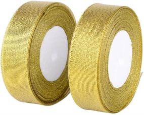 img 3 attached to 🎀 Feyarl 1-inch Glitter Metallic Gold Ribbon - Perfect for Crafts, Weddings, Holidays, and Home Decor