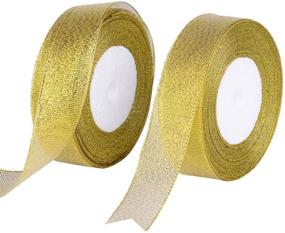 img 4 attached to 🎀 Feyarl 1-inch Glitter Metallic Gold Ribbon - Perfect for Crafts, Weddings, Holidays, and Home Decor